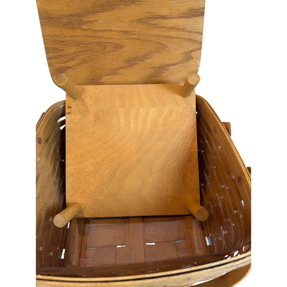 Longaberger 1994 Picnic Basket with Lid and Double Handles Woven Wood Vintage